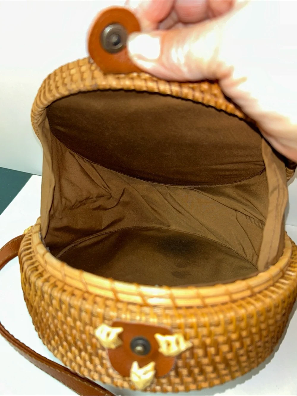 Round Rattan‎ Crossbody Purse Bag Boho Straw 8” Woven Circle Beach BOHO Summer